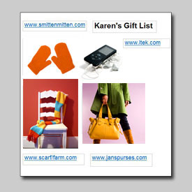 Image of gift list made w/ Smart Web Printing