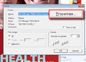 Properties box highlighted on PC