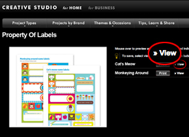 screenshot of Kids’ Name Labels in Creative Studio